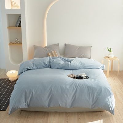 نرم طبیعی آبی روشن 100٪ خالص بلند استپل پنبه پوششی پوششی تخت خواب