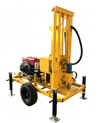 YZ50-150H هیدرولیک دیزل آب چاه حفاری ماشین اختیاری چرخ / شاسی خزنده 210m عمق حفاری حفاری Rig Max 400mm قطر سرعت متغیر آب حفاری تجهیزات برای آبیاری مزرعه